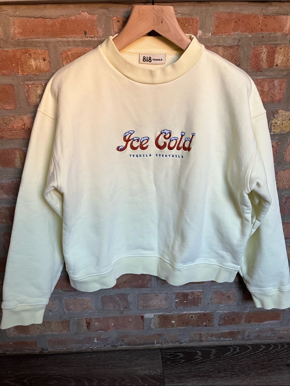official 818 Tequila "Ice Cold Tequila Cocktails" Yellow Crewneck Sweatshirt